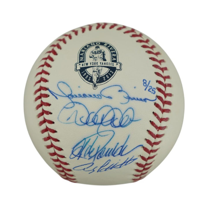 Jeter Rivera Pettitte Posada Yankees Core 4 Autographed Logo Baseball Steiner COA