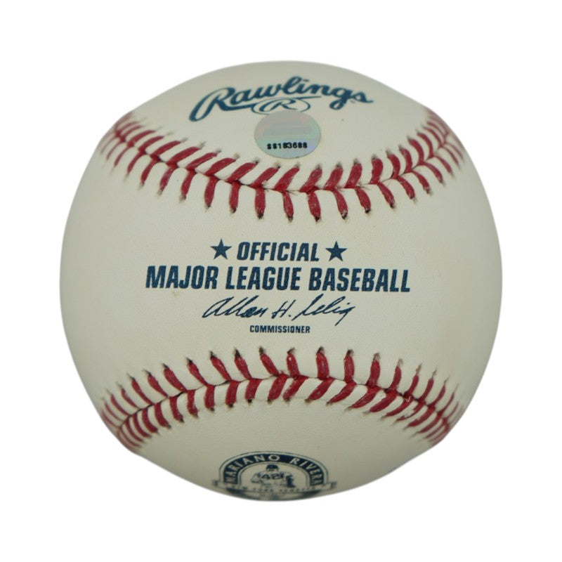 Jeter Rivera Pettitte Posada Yankees Core 4 Autographed Logo Baseball Steiner COA