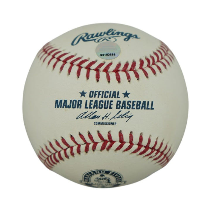 Jeter Rivera Pettitte Posada Yankees Core 4 Autographed Logo Baseball Steiner COA