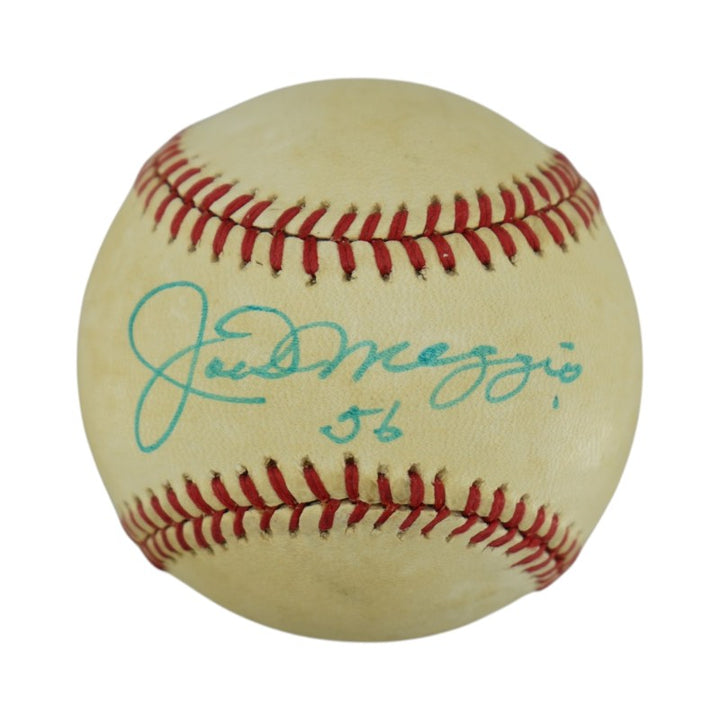Joe DiMaggio NY Yankees Autographed Inscribed 56 OAL Baseball (PSA LOA)