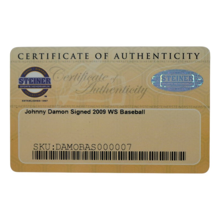 Johnny Damon New York Yankees Autographed 2009 WS Baseball (Steiner COA)