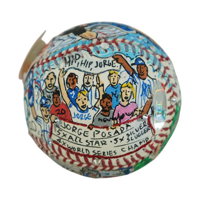 Jorge Posada NY Yankees Autographed Fazzino Pop Art Baseball (Steiner COA)