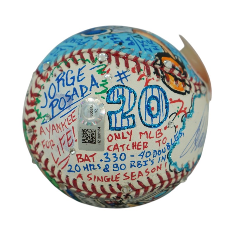 Jorge Posada NY Yankees Autographed Fazzino Pop Art Baseball (Steiner COA)