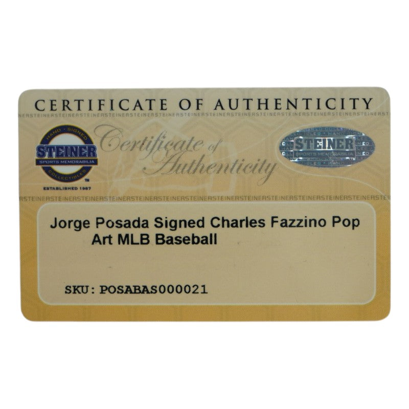 Jorge Posada NY Yankees Autographed Fazzino Pop Art Baseball (Steiner COA)