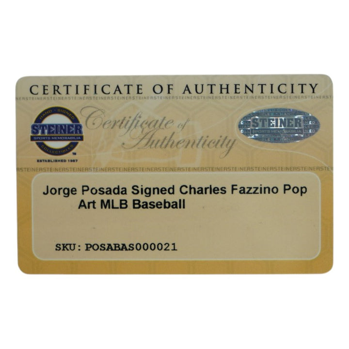 Jorge Posada NY Yankees Autographed Fazzino Pop Art Baseball (Steiner COA)