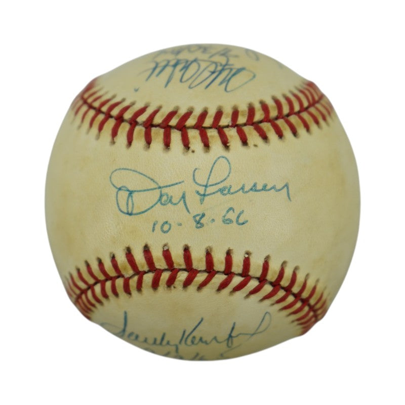 Koufax Larsen Hunter Multi Signed Perfect Game OAL Baseball (PSA LOA)