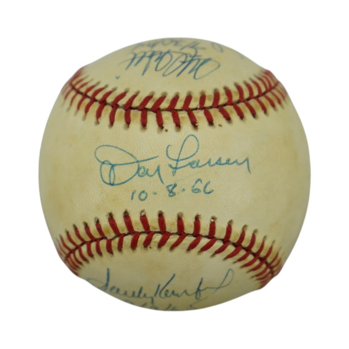 Koufax Larsen Hunter Multi Signed Perfect Game OAL Baseball (PSA LOA)