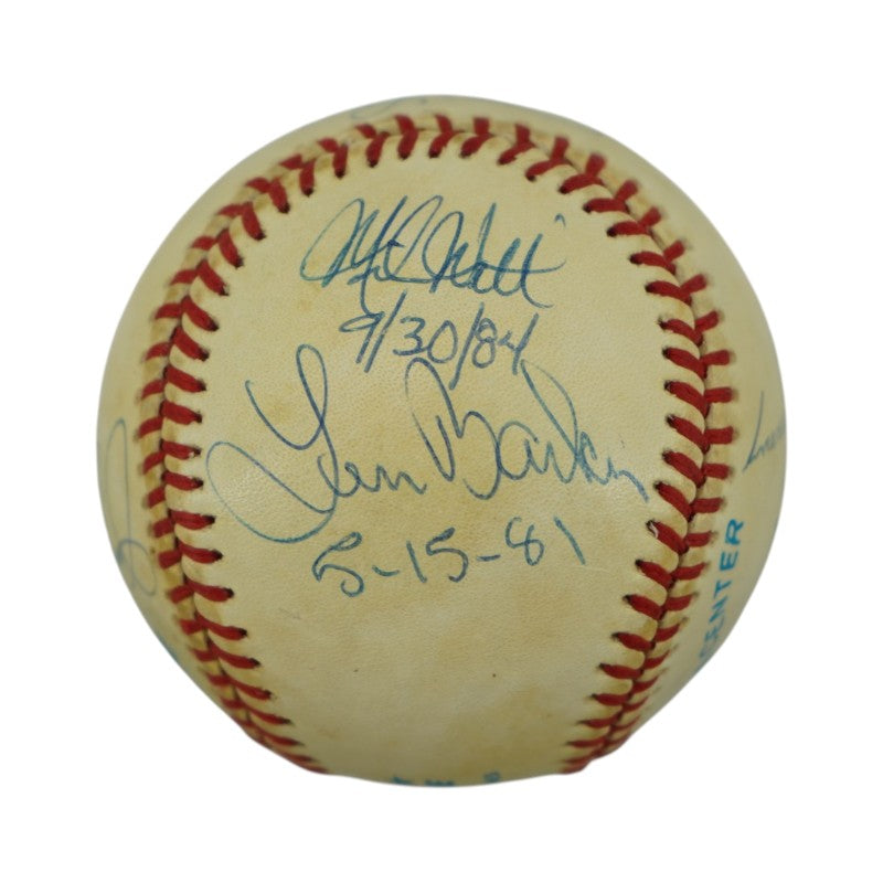 Koufax Larsen Hunter Multi Signed Perfect Game OAL Baseball (PSA LOA)