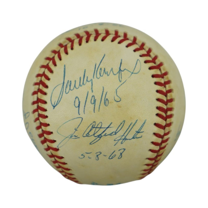 Koufax Larsen Hunter Multi Signed Perfect Game OAL Baseball (PSA LOA)