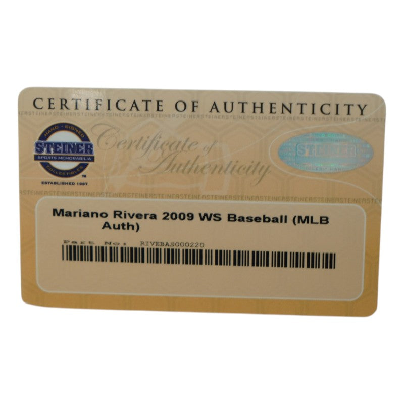 Mariano Rivera New York Yankees Autographed 2009 WS Baseball Steiner COA