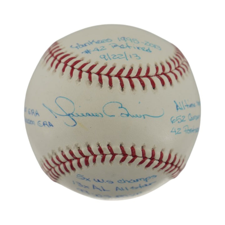 Mariano Rivera Yankees Autographed Signed Stat 11 Inscription OMLB Baseball LE 1/42 (Steiner Holo)