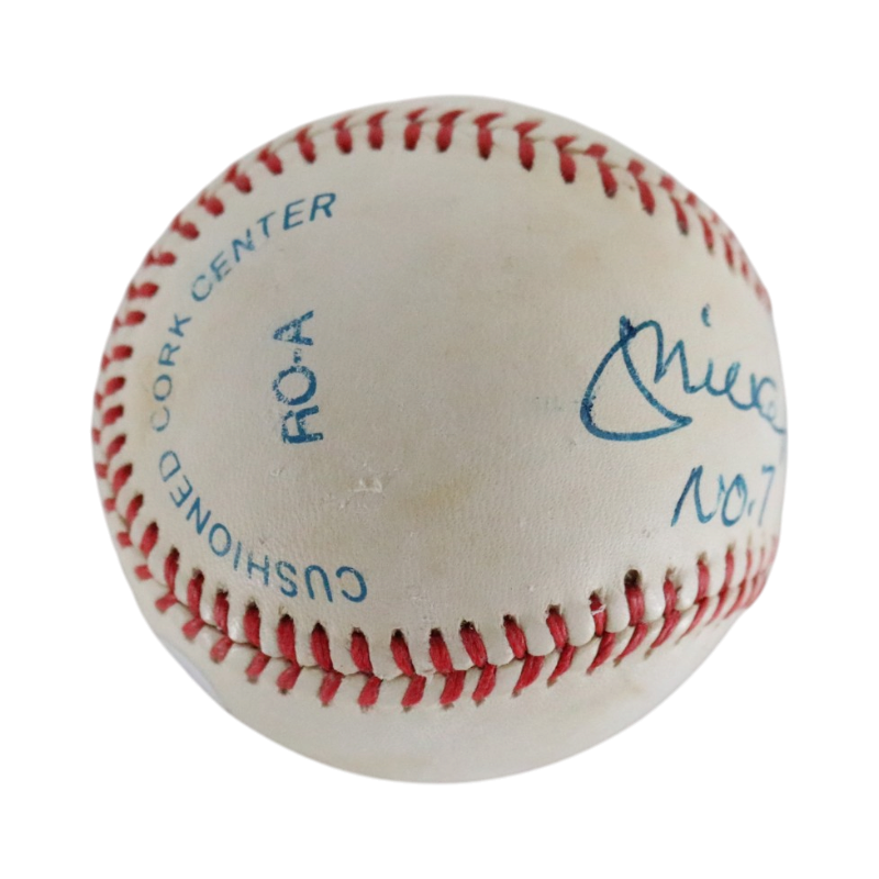 Mickey Mantle New York Yankees Autographed Inscribed No 7 51-68 OAL Baseball JSA LOA Graded 8