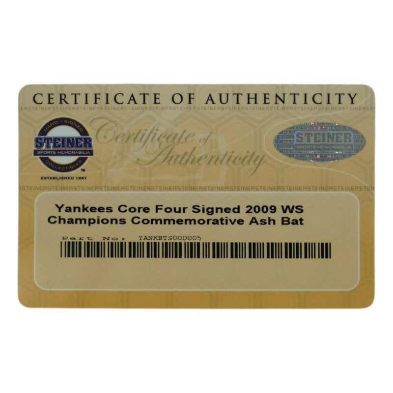 Jeter Rivera Pettitte Posada New York Yankees Core Four Multi Signed Louisville Slugger Engraved Bat Steiner COA/PSA LOA
