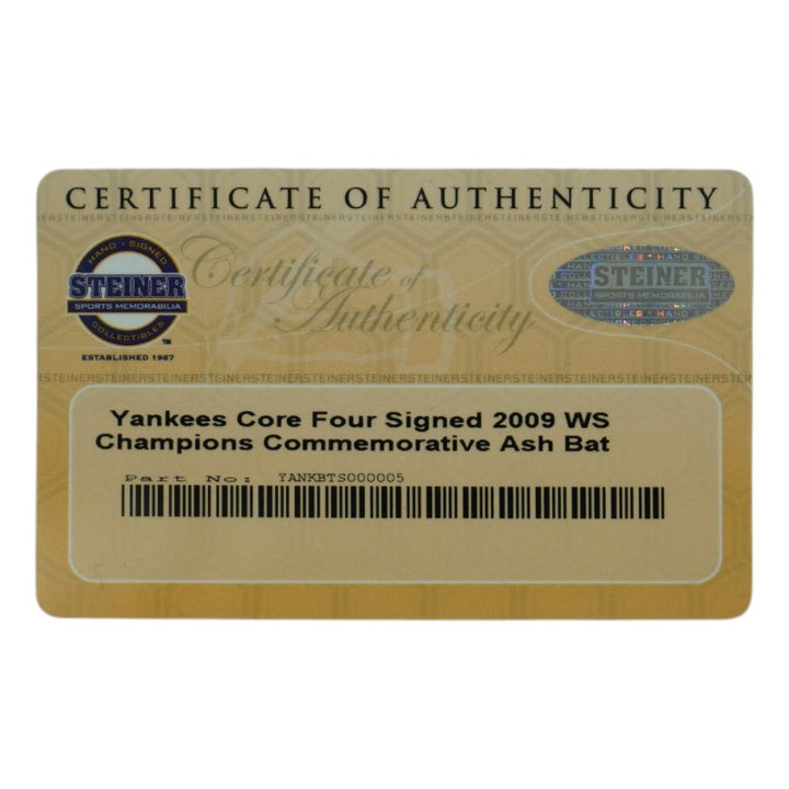 Jeter Rivera Pettitte Posada New York Yankees Core Four Multi Signed Louisville Slugger Engraved Bat Steiner COA/PSA LOA