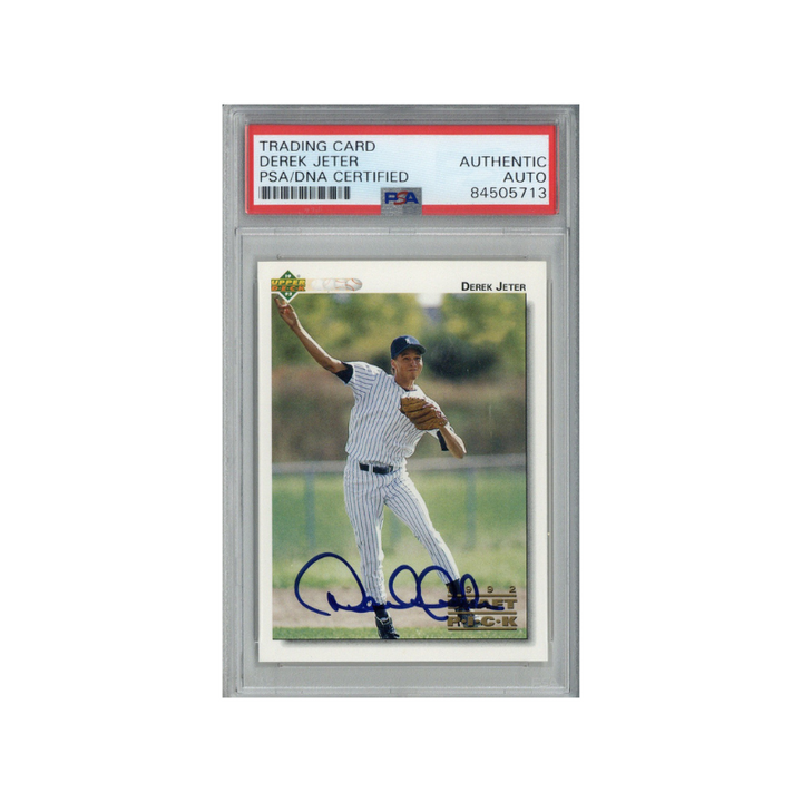 Derek Jeter New York Yankees Autographed Signed 1992 Upper Deck Draft Pick #5 Card (PSA DNA Authentic)