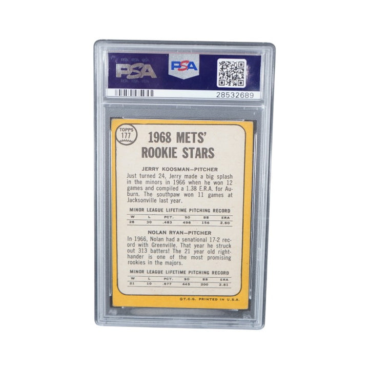 1968 Topps #177 Nolan Ryan Mets Rookies Autographed Inscribed PSA Auto 10