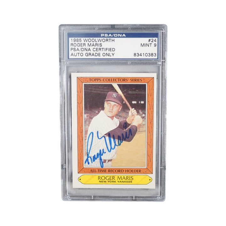 1985 Woolworth #24 Roger Maris Autographed Mint 9 PSA Auto Only