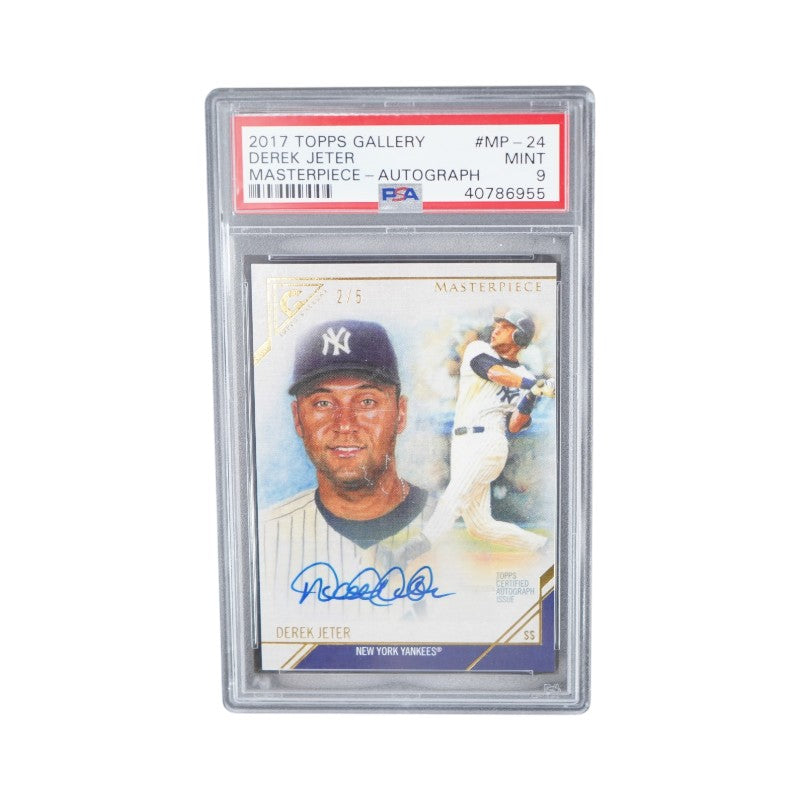 2017 Topps Gallery #MP-24 Derek Jeter Masterpiece Autographed 2/5 PSA Mint 9 Auto
