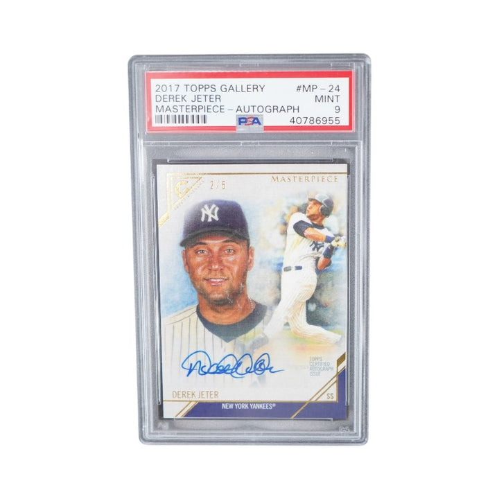 2017 Topps Gallery #MP-24 Derek Jeter Masterpiece Autographed 2/5 PSA Mint 9 Auto