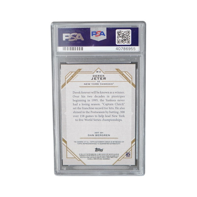 2017 Topps Gallery #MP-24 Derek Jeter Masterpiece Autographed 2/5 PSA Mint 9 Auto