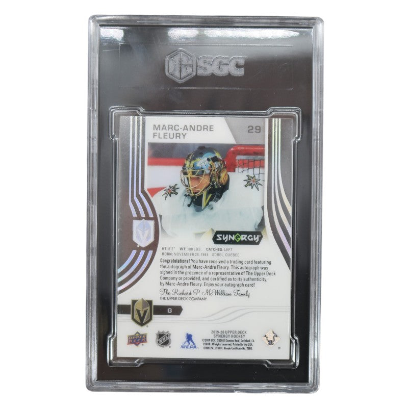 Marc-Andre Fleury Autographed 2019-20 Upper Deck Synergy 1/19 SGC Mint 9