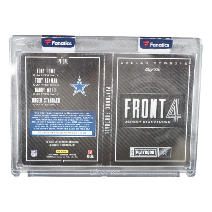 Panini F4-DAL Romo/White/Aikman/Staubach Autographed Jersey Patch Printing Plate