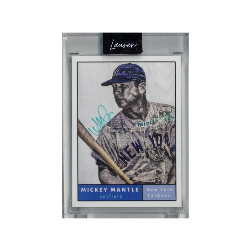 Mickey Mantle New York Yankees 2021 Topps Project 70 473 Lauren Taylor Teal Artist Auto #99/200