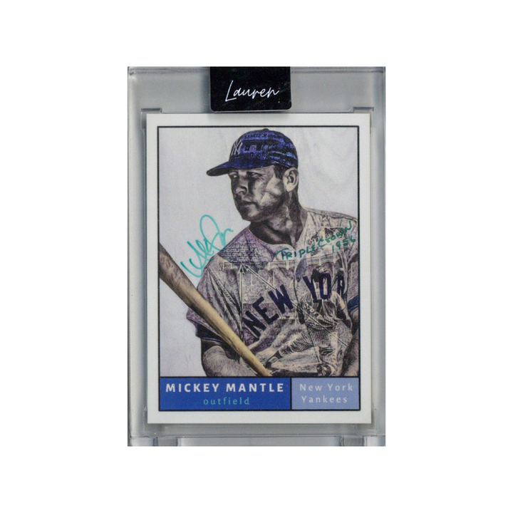 Mickey Mantle New York Yankees 2021 Topps Project 70 473 Lauren Taylor Teal Artist Auto #99/200