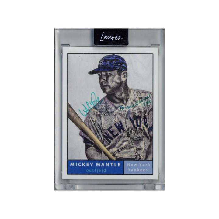 Mickey Mantle New York Yankees 2021 Topps Project 70 473 Lauren Taylor Teal Artist Auto #126/200