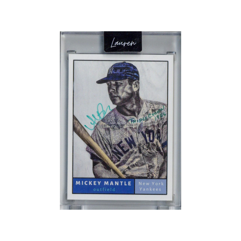 Mickey Mantle New York Yankees 2021 Topps Project 70 473 Lauren Taylor Teal Artist Auto #112/200