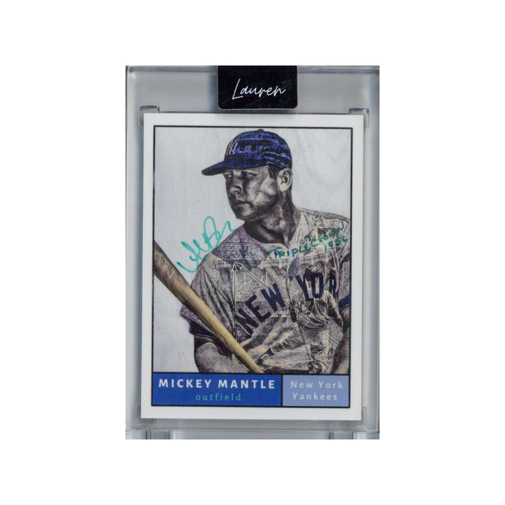 Mickey Mantle New York Yankees 2021 Topps Project 70 473 Lauren Taylor Teal Artist Auto #112/200