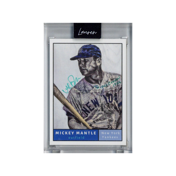 Mickey Mantle New York Yankees 2021 Topps Project 70 473 Lauren Taylor Teal Artist Auto #15/200