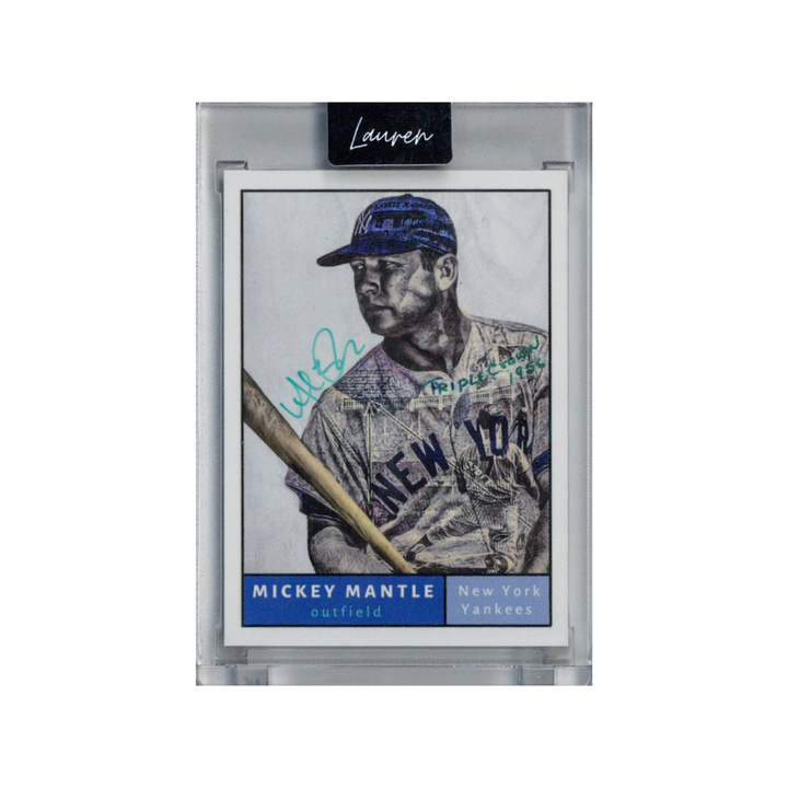 Mickey Mantle New York Yankees 2021 Topps Project 70 473 Lauren Taylor Teal Artist Auto #60/200