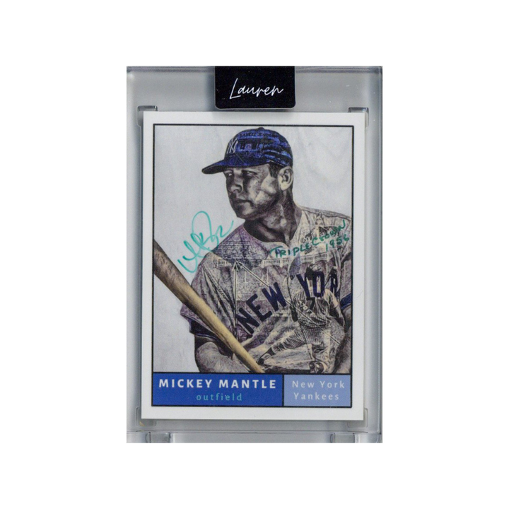Mickey Mantle New York Yankees 2021 Topps Project 70 473 Lauren Taylor Teal Artist Auto #97/200