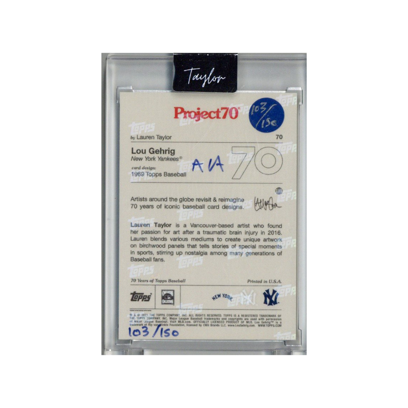 Lou Gehrig New York Yankees 2021 Topps Project 70 Lauren Taylor Navy Artist Auto #103/150