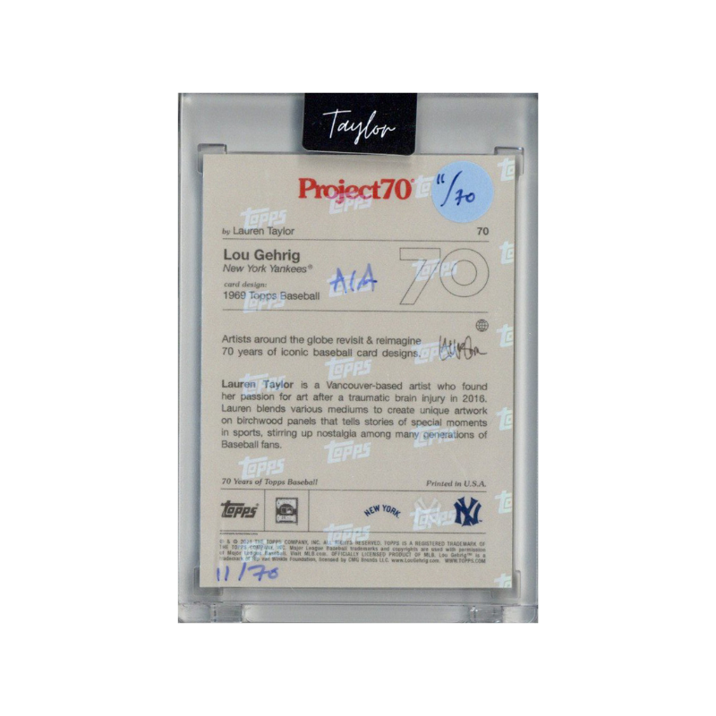 Lou Gehrig New York Yankees 2021 Topps Project 70 Lauren Taylor Baby Blue Artist Auto #11/70
