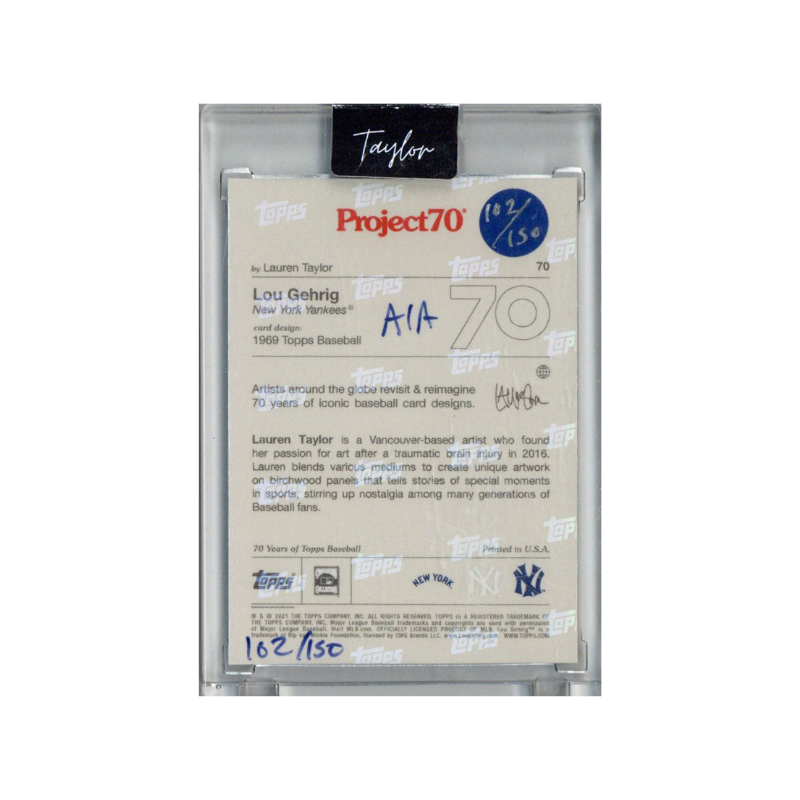 Lou Gehrig New York Yankees 2021 Topps Project 70 Lauren Taylor Navy Artist Auto #102/150