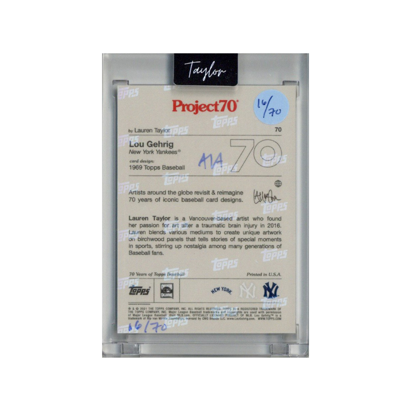Lou Gehrig New York Yankees 2021 Topps Project 70 Lauren Taylor Baby Blue Artist Auto #16/70