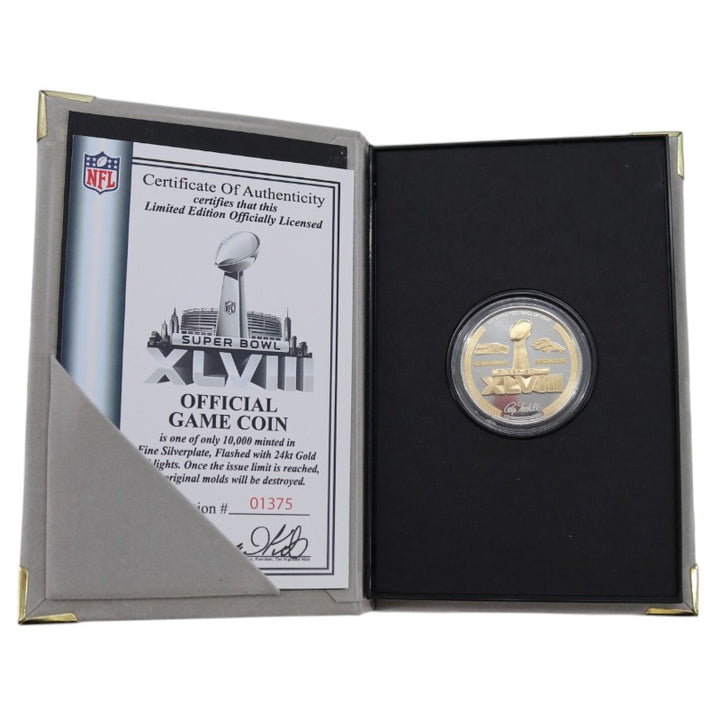 SB XLVII Seahwaks Broncos Highland Mint Official Game 24kt Gold Coin