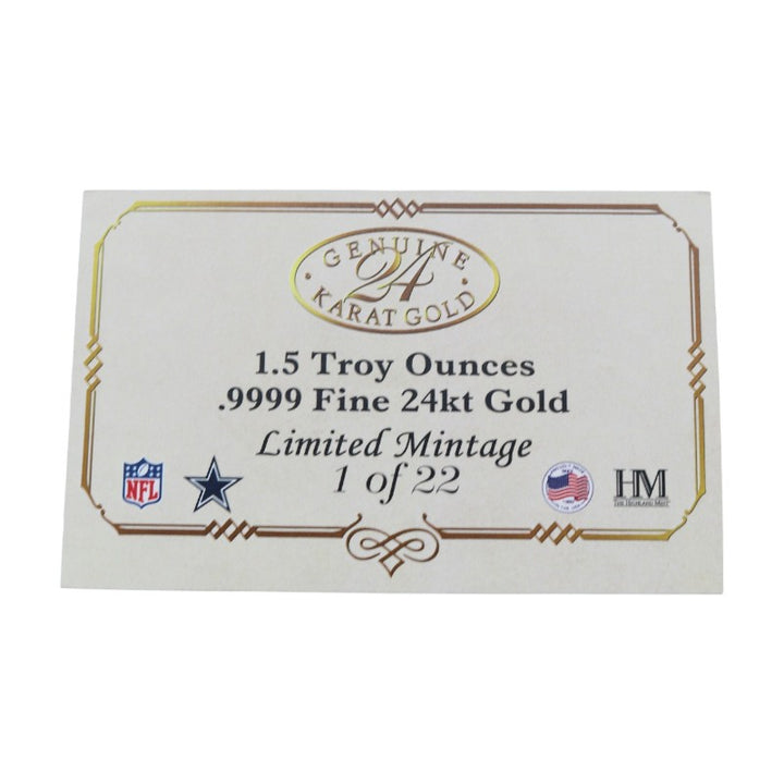 Dallas Cowboys Buffalo Bills SB XXVIII Highland Mint Gold Game Coin LE 1/22