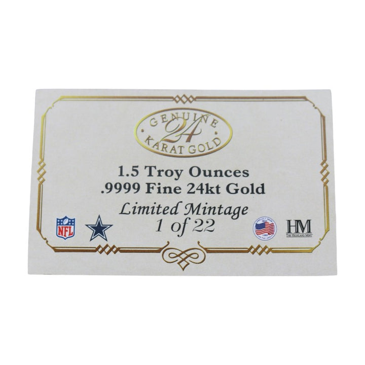Dallas Cowboys Miami Dolphins SB VI Highland Mint Gold Game Coin LE 1/22