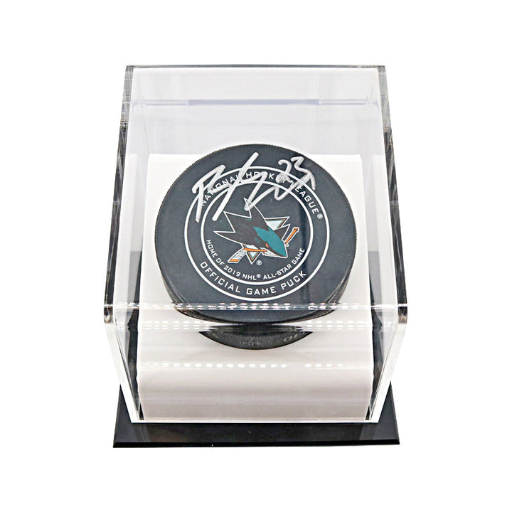 Barclay Goodrow San Jose Sharks Autographed Signed Sharks Logo Puck With Acrylic Display Case (Fanatics Auth)