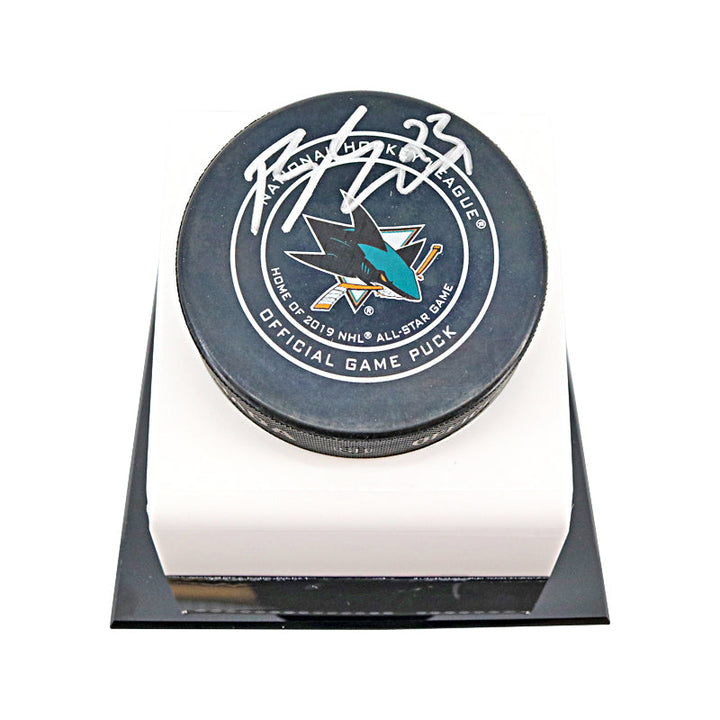 Barclay Goodrow San Jose Sharks Autographed Signed Sharks Logo Puck With Acrylic Display Case (Fanatics Auth)