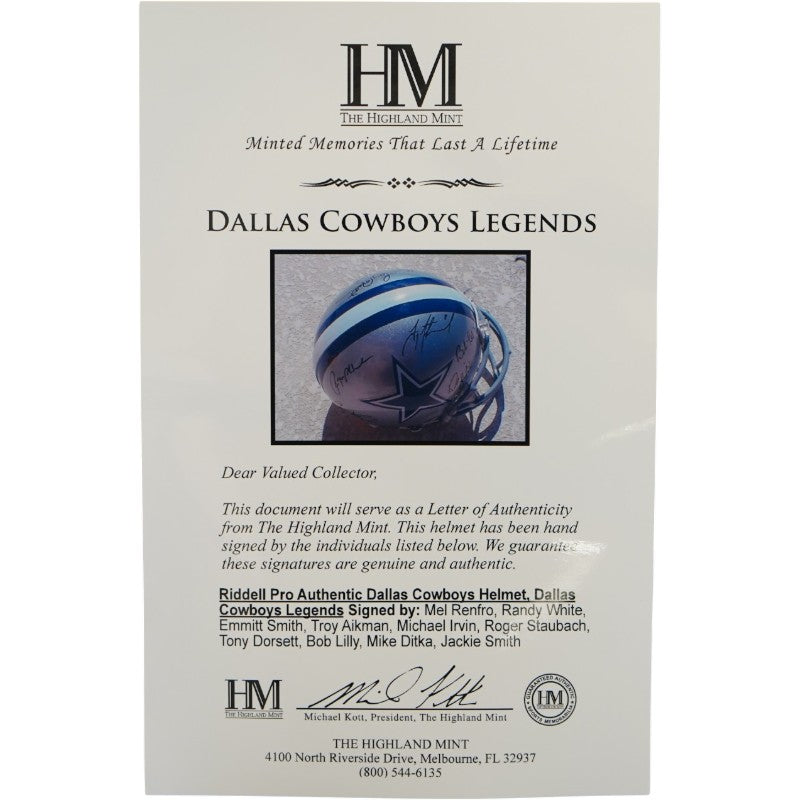 Aikman Irvin Smith Staubach Dallas Cowboys Multi Signed FS VSR-4 Authentic Helmet HM COA