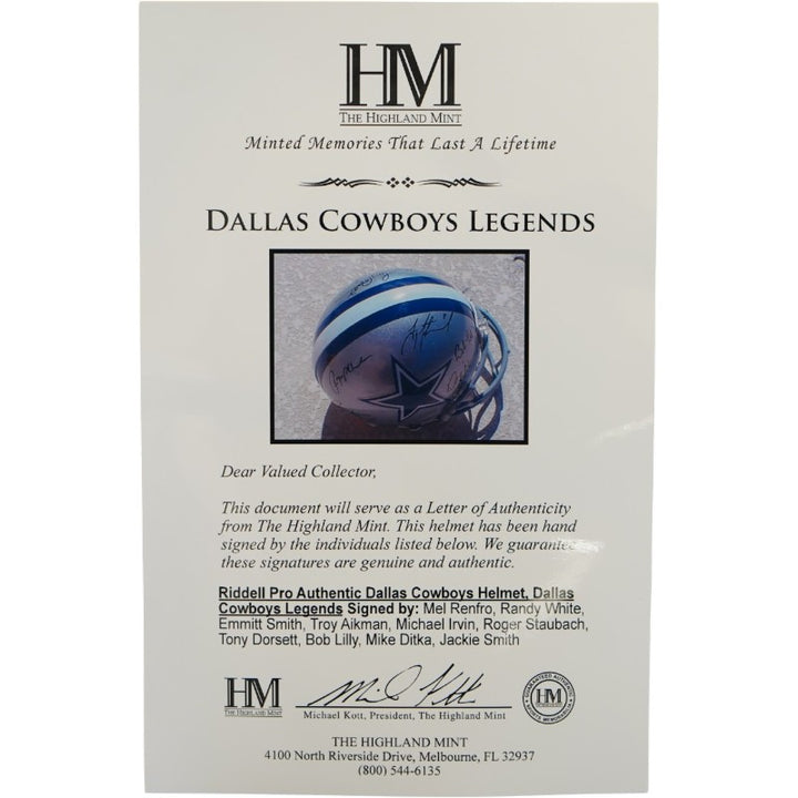 Aikman Irvin Smith Staubach Dallas Cowboys Multi Signed FS VSR-4 Authentic Helmet HM COA