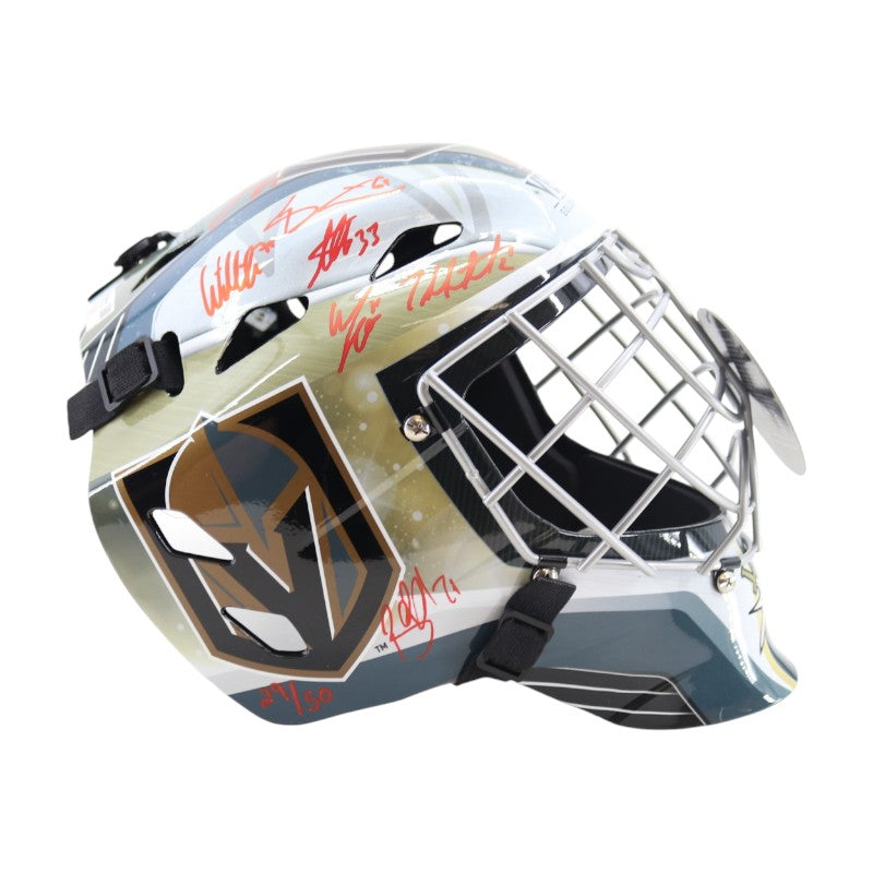 Golden Knights 23 SC Champions Multi Signed Replica Goalie Mask Fanatics Holo LE 29/50