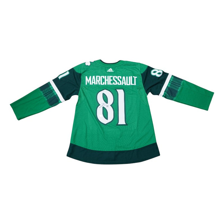 Jonathan Marchessault Las Vegas Golden Knights Autographed Adidas ST Patrick's Day Green Jersey Fanatics Auth