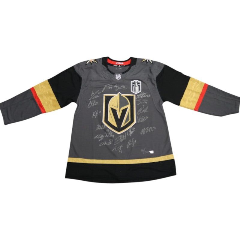 Vegas Golden Knights 2023 Stanley Cup Team Signed Grey Adidas Jersey 18 Autos Fanatics Holo LE 18/50