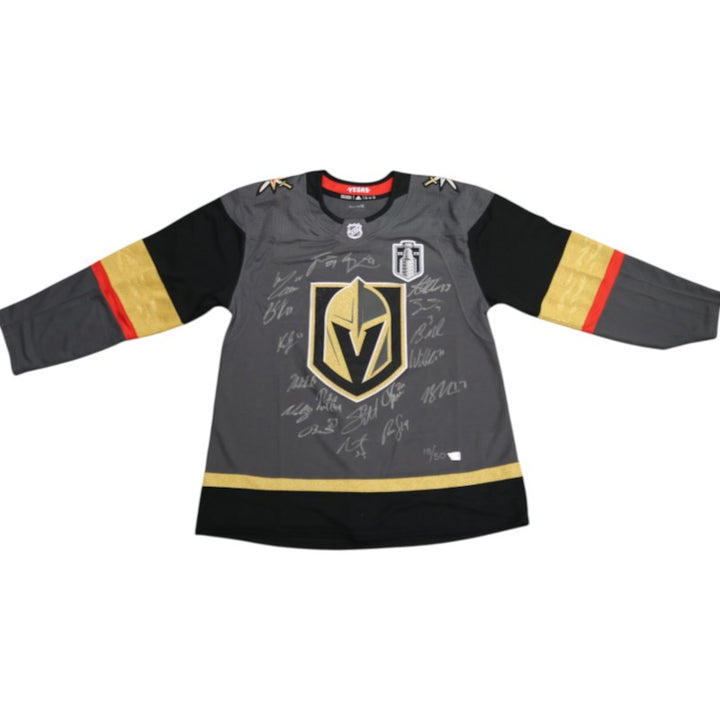 Vegas Golden Knights 2023 Stanley Cup Team Signed Grey Adidas Jersey 18 Autos Fanatics Holo LE 18/50