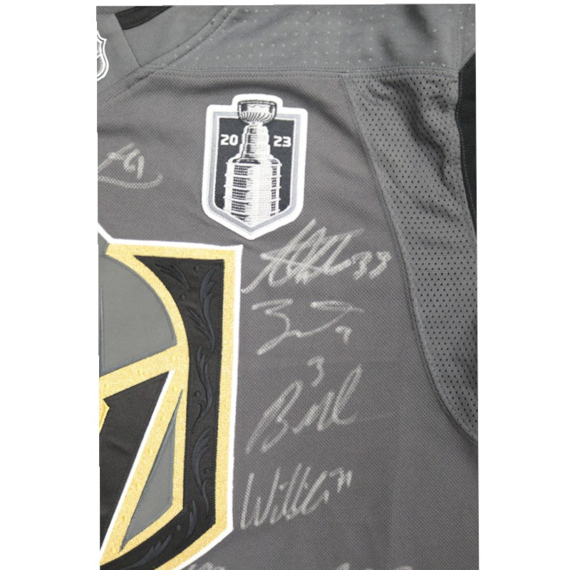 Vegas Golden Knights 2023 Stanley Cup Team Signed Grey Adidas Jersey 18 Autos Fanatics Holo LE 18/50